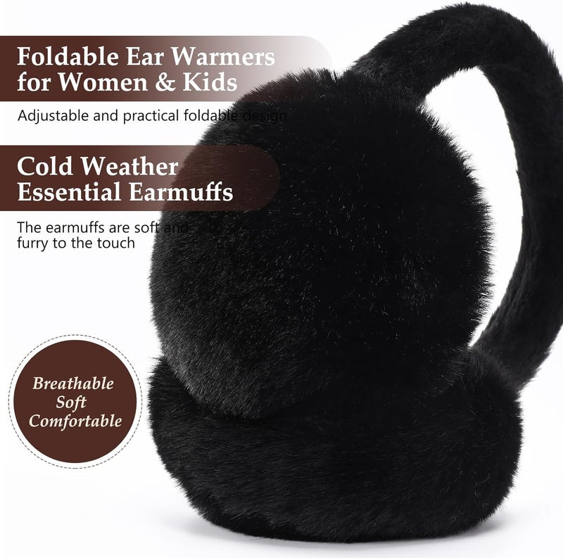 Clothclose Ear Muffs for Kids - Furry Ear Muffs for Winter Women Girls Boys, Foldable Cozy Winter Earmuffs Warmers - Image 3